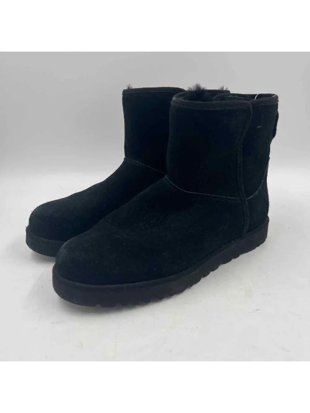 Ugg Low Suede Size 6 Black Solid Boots Women's Sherpa